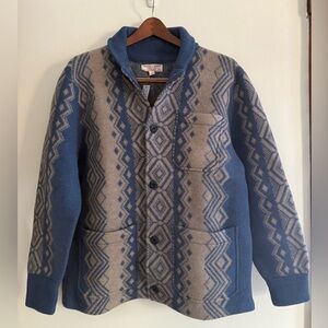 [NWT] Wallace & Barnes 100% Boiled Merino Wool Patterned Cardigan Sweater